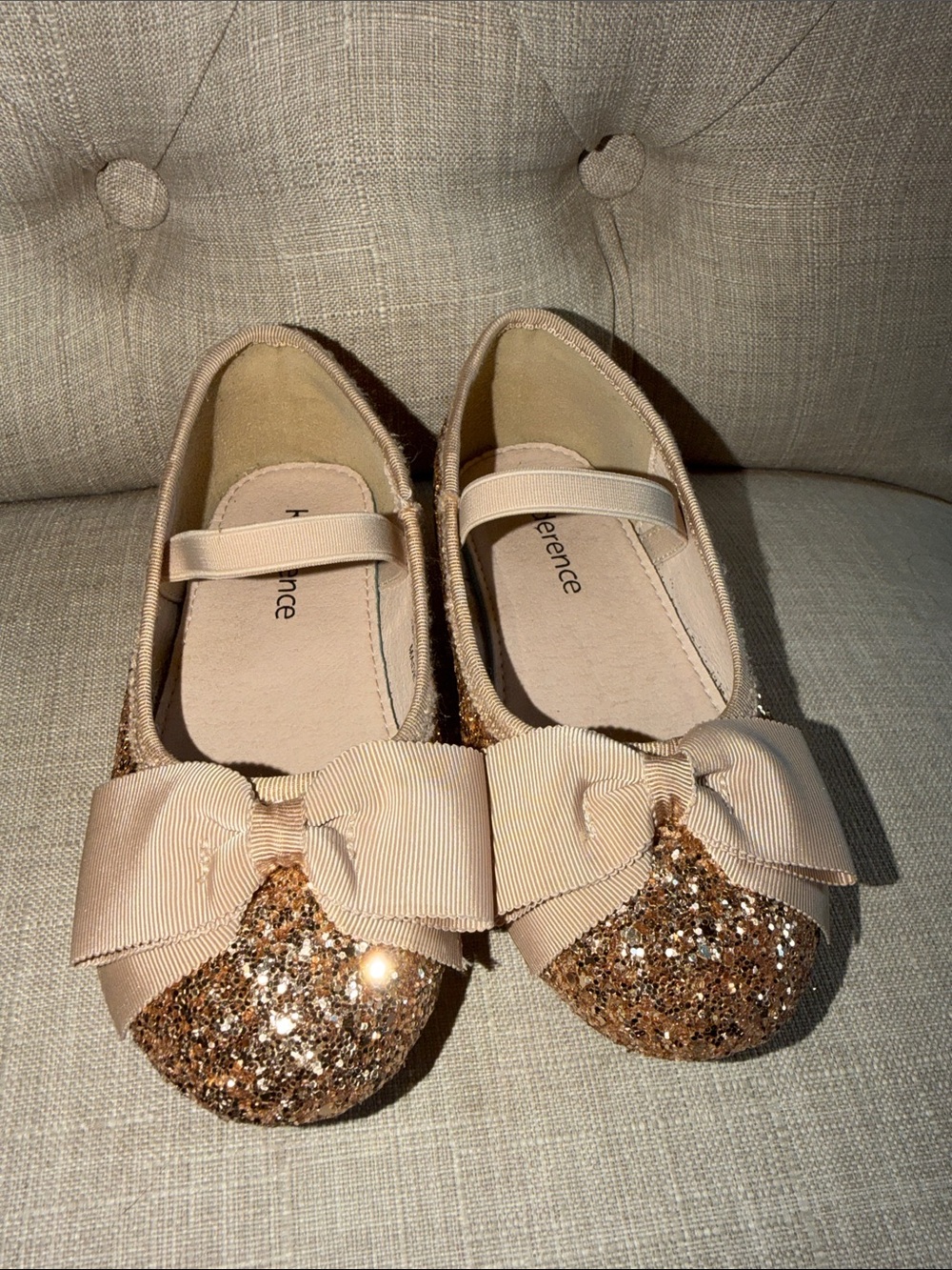 Caterpillar Girls Glitter Bow Ballet Flats - Rose